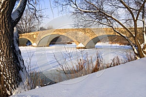 Old Mill Bridge in Winter