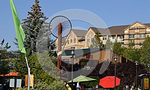 Old Mill District in Summer at the Deschutes River in the City of Bend, Oregon