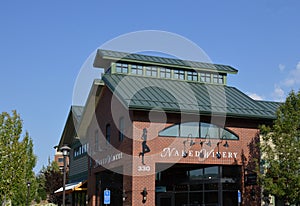 Old Mill District in Summer at the Deschutes River in the City of Bend, Oregon