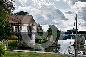 Old mill on the medieval bridge in Vernon