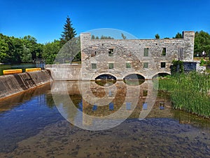 Old Mill Ruins Along The Scugog River In Lindsay, Ontario