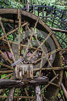 Old mill wooden water wheel in China