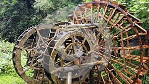 Old mill wooden water wheels in China