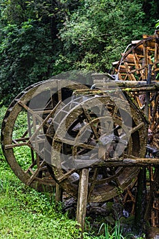 Old mill wooden water wheels in China