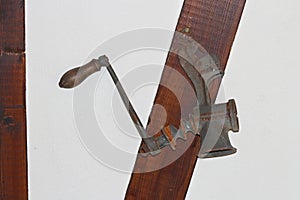 old Mincer hanging on the wall