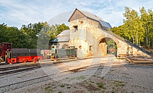 Old Mine Building with tracks and train