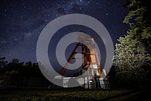 The old Mine Shaft under the Milky Way Night Sky