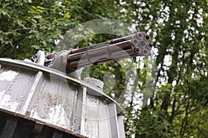 Old minigun on stand