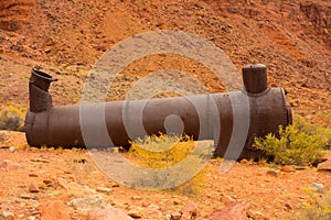 Old mining equipment at lee`s ferry, arizona