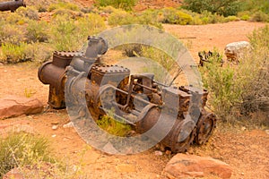 Old mining equipment at lee`s ferry, arizona