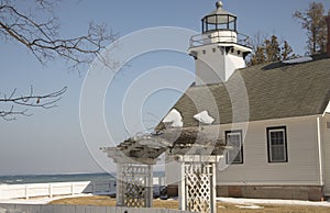 Old Mission Lighthouse, Traverse City, Michigan in winter
