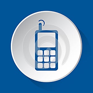 Old mobile phone - blue icon on white button