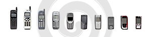 Old mobile phone from past to present.