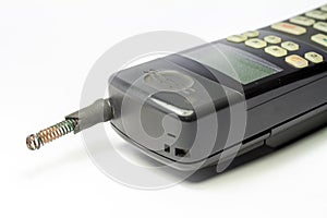 Old mobile phone on white background
