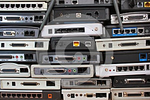 Old modems, routers, network equipment. Serial ethernet connectors