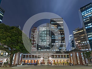 Old and modern high rise buildings in Hong Kong city