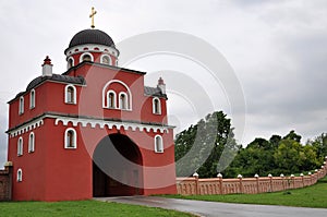 Old monastery Krushedol entrance gate. Voivodina, Srbia