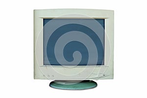 Old monitor computer that are broken or not used or obsolete isolated on white background