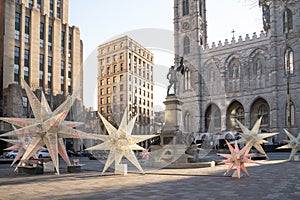 Old Montreal, Place d\'Armes with Notre Dame Basilica photo