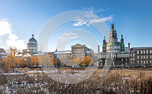 Old Montreal skyline with Bonsecours Market and Notre-Dame-de-Bon-Secours Chapel - Montreal, Quebec, Canada