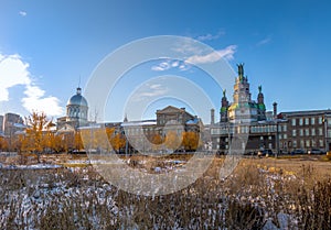 Old Montreal skyline with Bonsecours Market and Notre-Dame-de-Bon-Secours Chapel - Montreal, Quebec, Canada