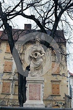 Old monument in the center of the European city of Bratislava