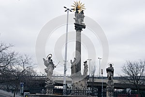 Old monument in the center of the European city of Bratislava