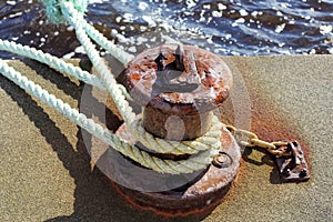 Old Mooring Bollard and Lines