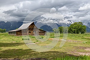 Old mormon barn in Grand Teton Mountains