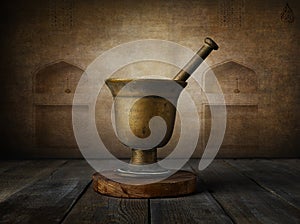 Old mortar and pestle photography
