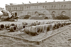 Old mortars on ground photo