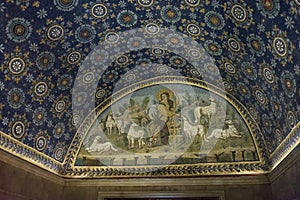 Old mosaics in Galla Placida`s mausoleum photo