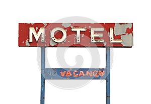 Old motel sign isolated.