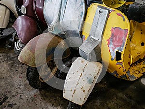 Old motorbike, moped and scooter, vintage background