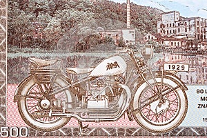 Old motorcycle Jawa 500 OHV from money photo