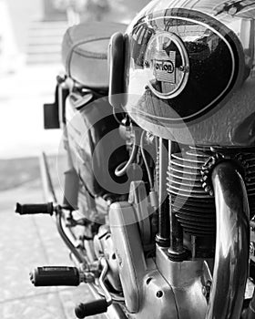 black and white old motorcycle