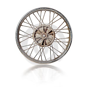 Old motorcycle rim isolated