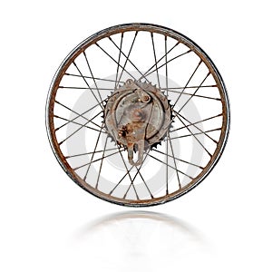 Old motorcycle rim isolated