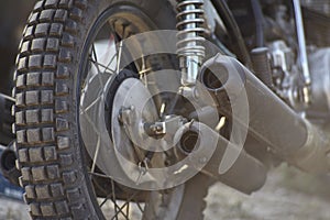 The old motorcycle`s mufflers