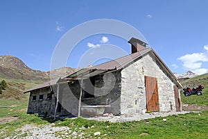 The old mountain hut in Italy