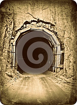 Old Mountain Road Tunnel vintage photo effect