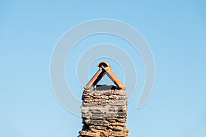 Old mug chimney designed to prevent smoke raids in the village in Sirince izmir turkey