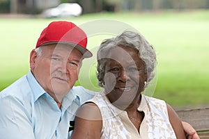 Old multiracial couple in love