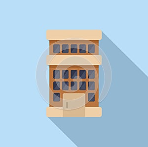 Old multistory building icon flat vector. Real estate company