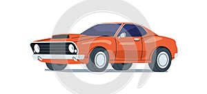 Old muscle car in retro style. Vintage American auto of 70s. Classy oldschool 1970s automobile, road automotive