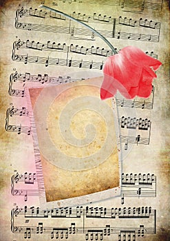Old musical notes card
