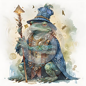 Old mystical wizard frog, ai generative illustration