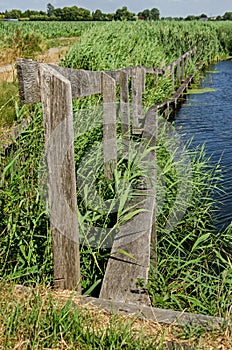 Narrow footbridge along a canal photo