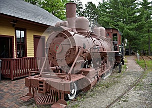 Old narrow gauge engine number 5 logging train at rhinelander pioneer park wisconsin photo