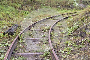 Old narrow gauge railway right deflecting